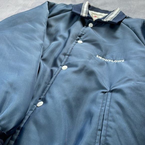 Vintage 80s Snowplows Trucker Style Jacket Button-Up - Picture 5 of 6